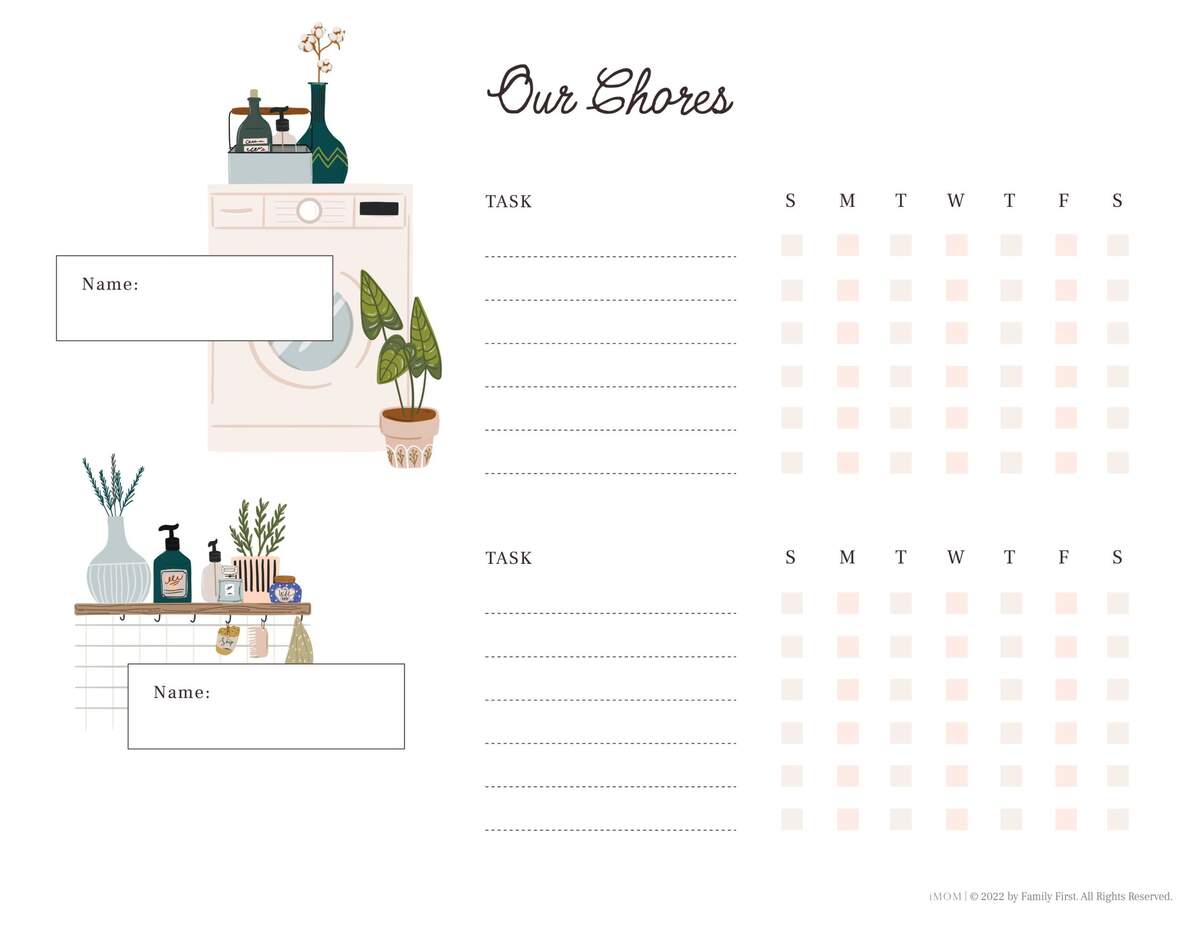 10 Free Printable Chore Charts IMOM