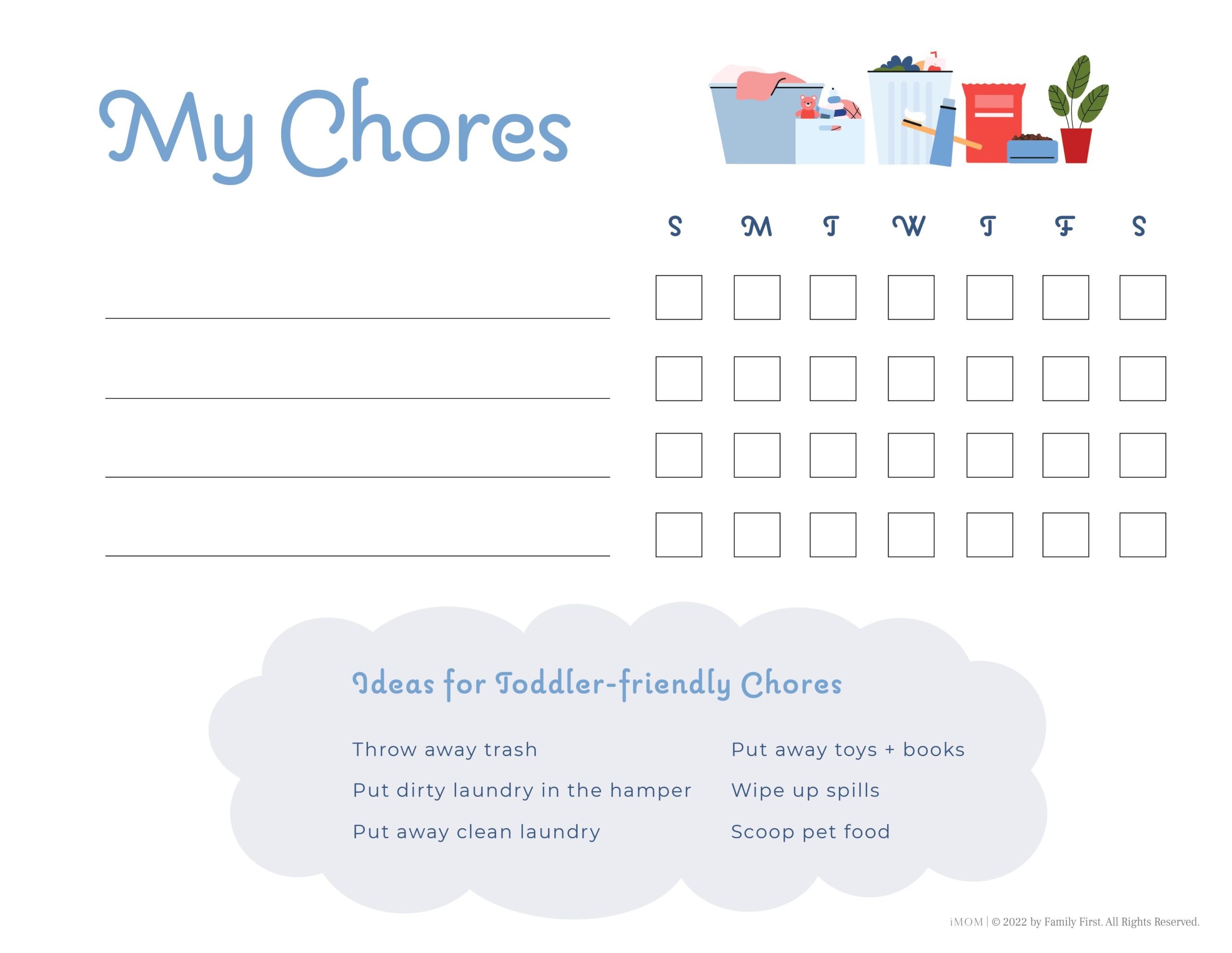 Free Printable Chore Chart PDF Template For Kids