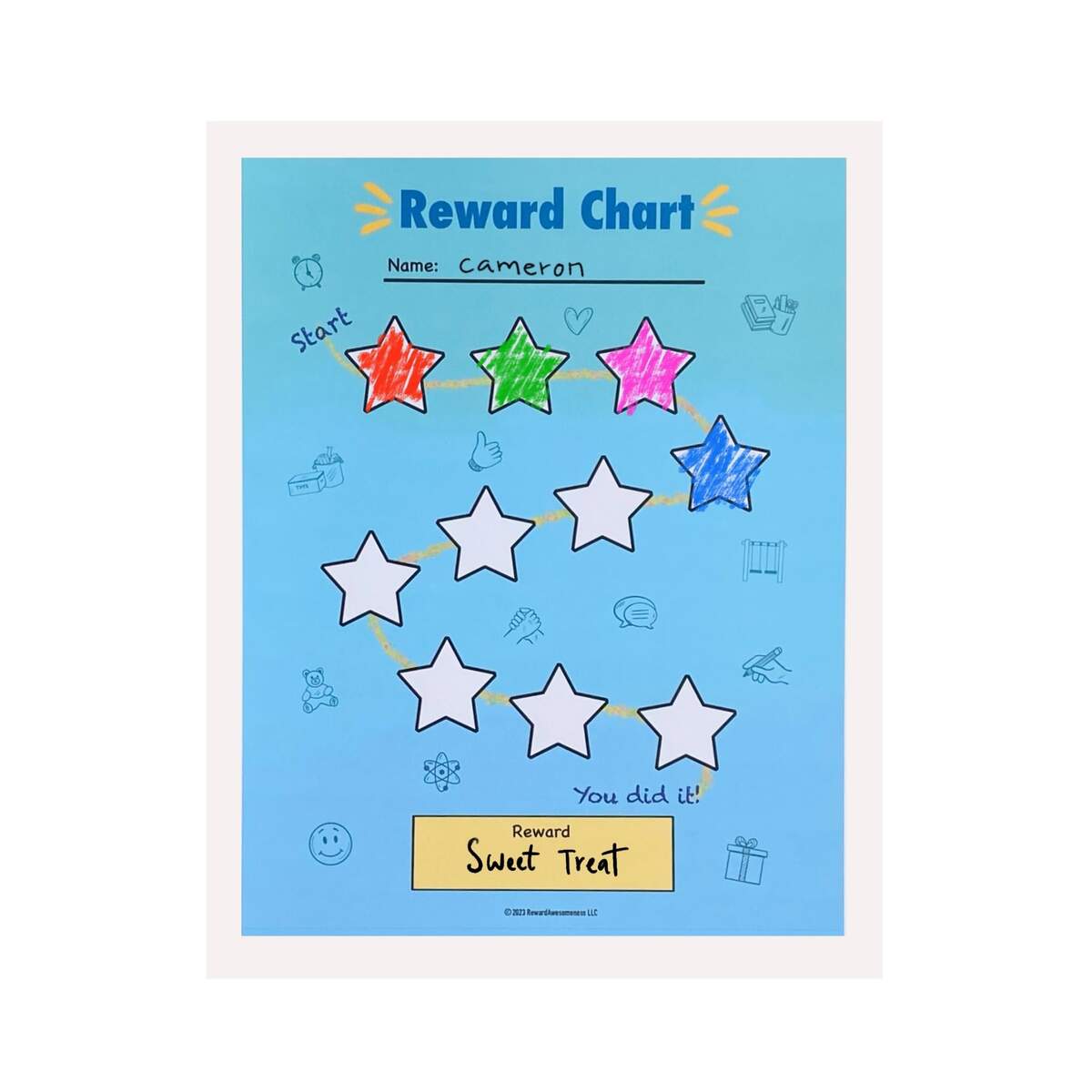 10 Sheet Color The Stars Reward Chart For Kids Behavior Incentive Chart EBay