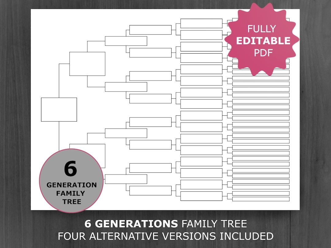 6 Generation Family Tree Chart Printable And Editable Genealogy Template PDF Etsy 6 Generation Family Tree Chart Printable And Editable Genealogy Template PDF Etsy
