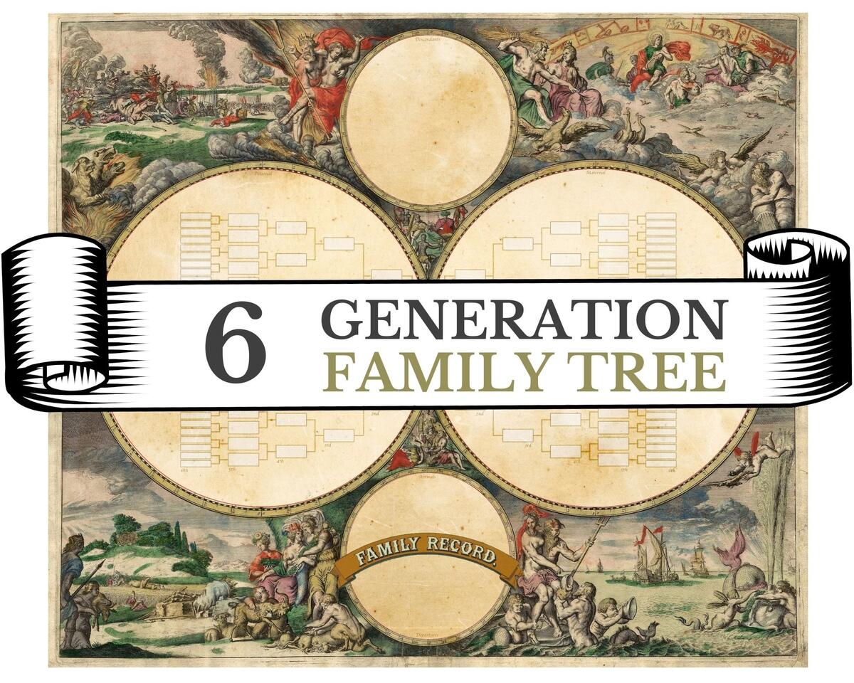 6 Generation Family Tree Printable ORANGE House Elves Anonymous