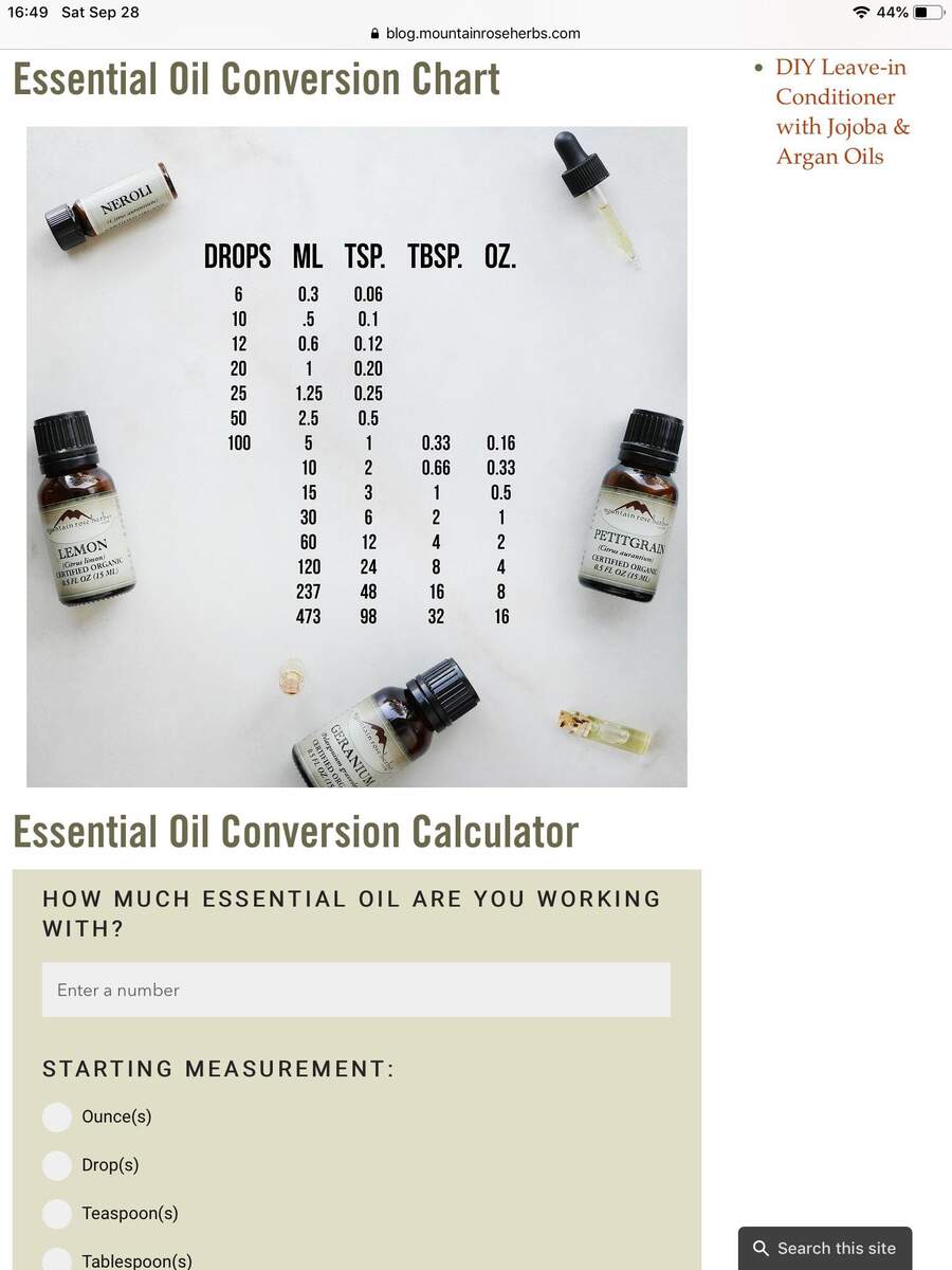 A Conversion Chart Of How Many Drops Of Essential Oil Is Some Measurements Sometimes It Is Easier To Measure A Different Way Than The Recipe Gives You I Would Take This Chart