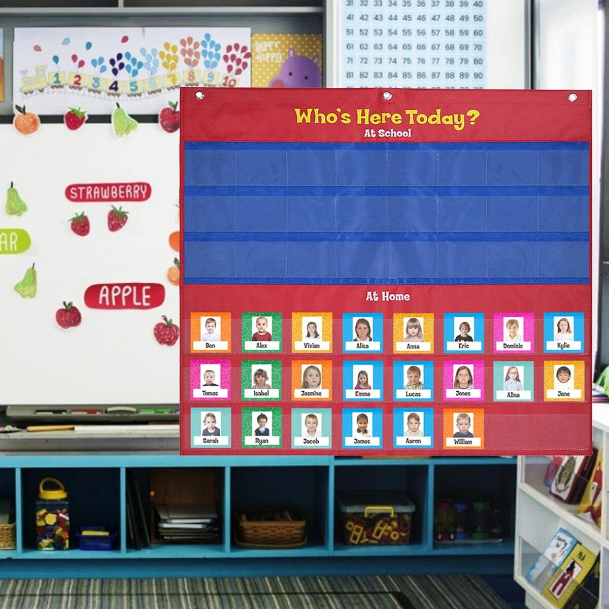 Amazon A R Classroom Attendance Chart Who Is Here Today Helping Hands Pocket Chart For Classroom Classroom Organization Teacher Accessories For Preschool Sunday School Kindergarten Daycare Office Products
