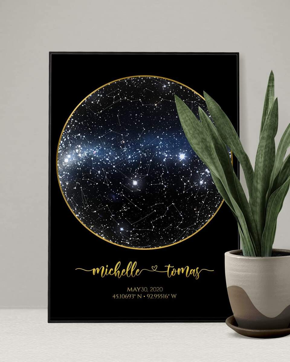 Amazon Custom Star Map Personalized Print Constellation Chart Night Sky Poster Gift Wedding Anniversary 9ts Home Kitchen