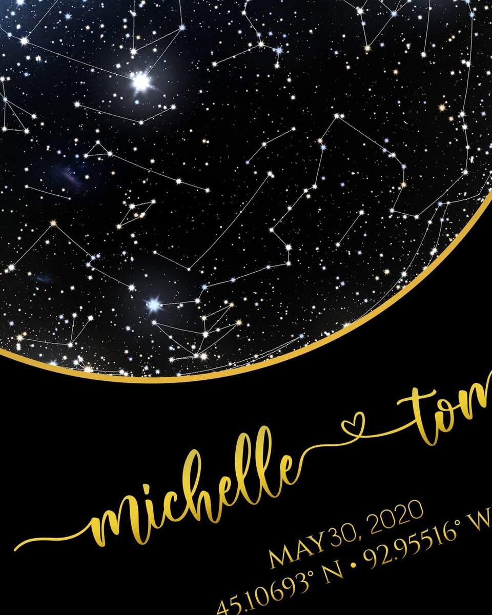 Amazon Custom Star Map Personalized Print Constellation Chart Night Sky Poster Gift Wedding Anniversary 9ts Home Kitchen