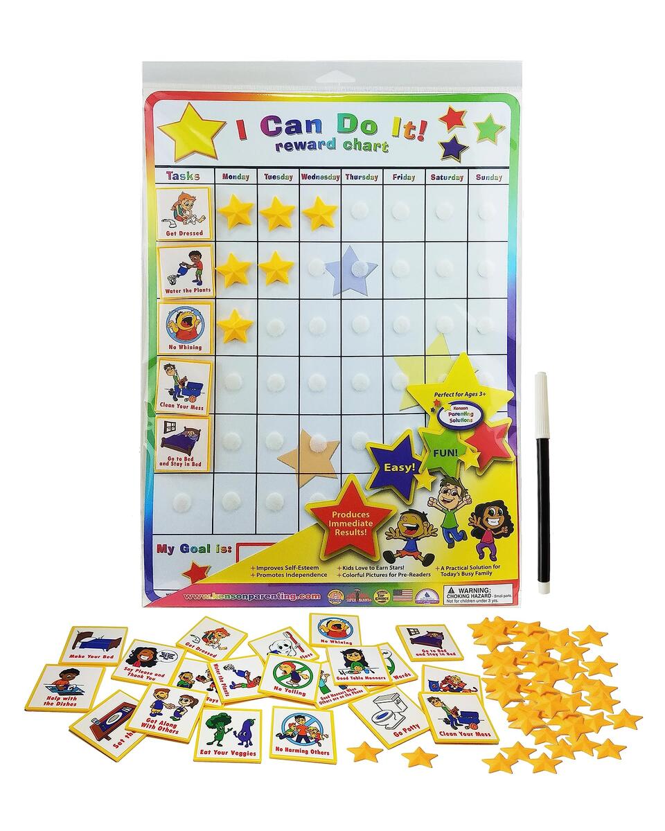 Amazon Free Bonus Chart And Stickers Fun Behavior Reward Chart For Kids I Can Do It Chore Chart For Kids With 3D Stars And Tasks Good Beavior Chart For Kids Responsibility 79