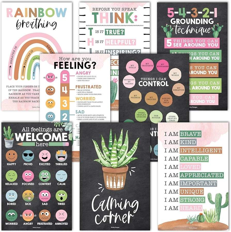 Amazon Hadley Designs 8 Calming Corner Posters For Classroom Must Haves For Teachers 11x17 Calm Down Corner Supplies Feelings Chart For Kids Ages 4 8 Toddler Emotions Chart Cactus Classroom Decor Amazon Hadley Designs 8 Calming Corner Posters For Classroom Must Haves For Teachers 11x17 Calm Down Corner Supplies Feelings Chart For Kids Ages 4 8 Toddler Emotions Chart Cactus Classroom Decor