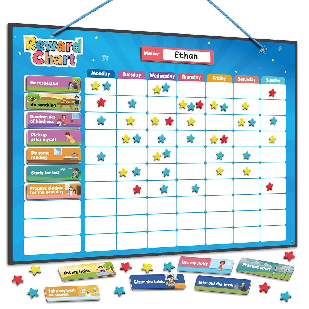 Amazon Inamio Magnetic Kids Responsibility Reward Chart Engaging 3D Stars Chore Tasks Behavior Chart For Home School Ideal For Ages 3 9 Multiple Kids Office Products