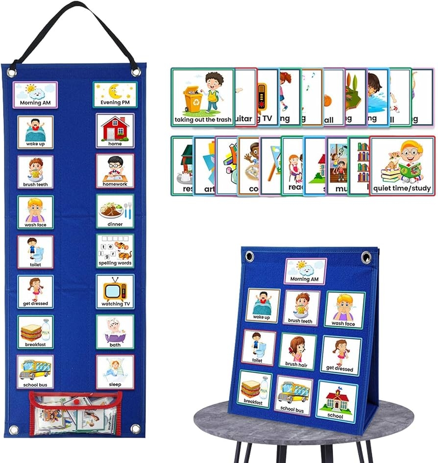 Amazon Kids Visual Schedule 70 Chore Chart Cards Visual Planner Chore Chart For Kids Daily Activity Chart Behavior Learning Visual Schedule For Preschool Children A Utism Office Products