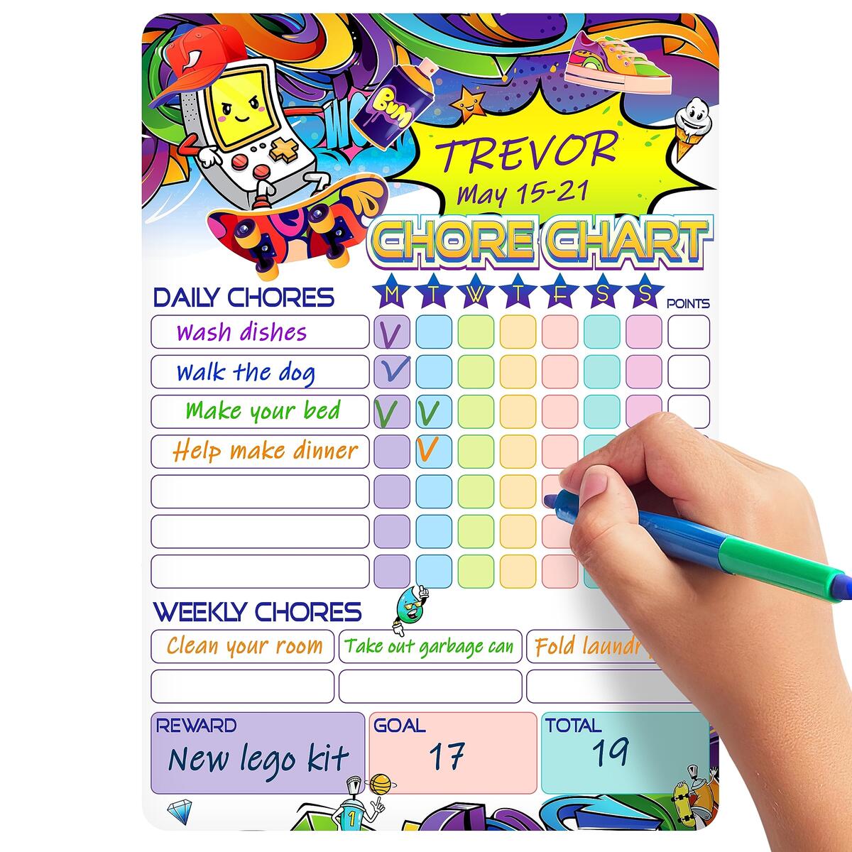 Amazon Magnetic Chore Chart For Kids 8 5x12 Dry Erase Worksheets Library