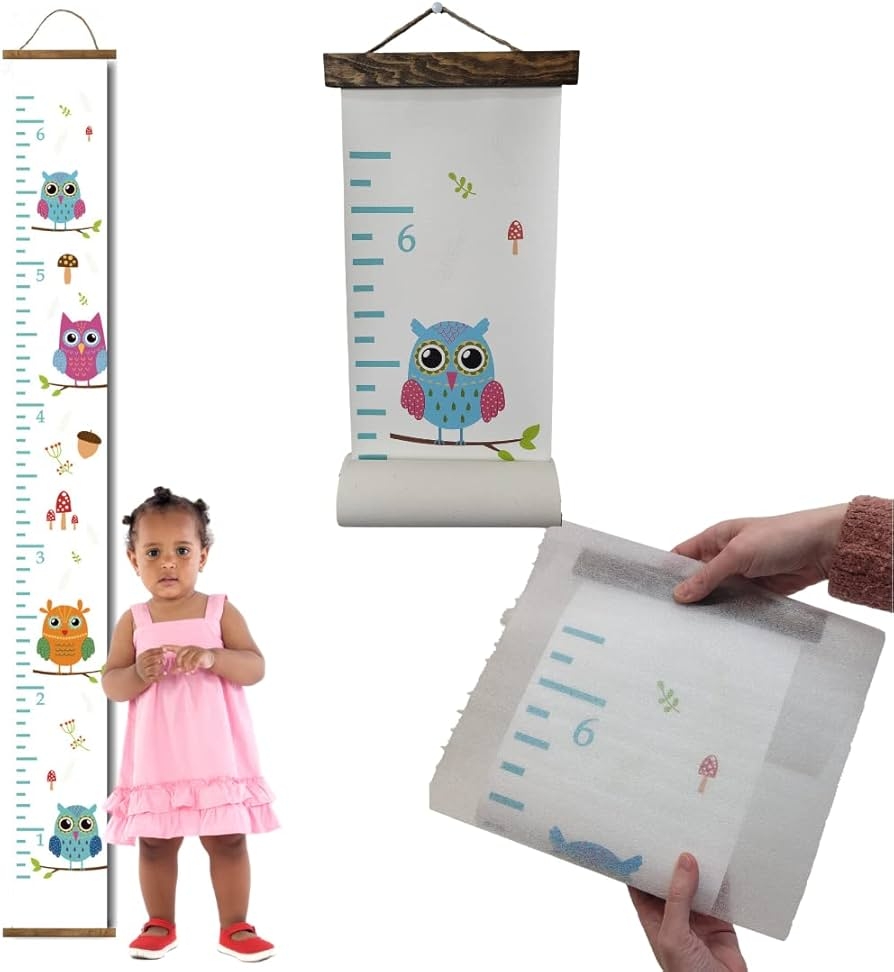 Amazon Owls Canvas Growth Chart For Wall Nursery Decor Ready To Hang Kids Height Wall Chart Growth Chart For Kids Height Chart For Kids Kids Growth Chart Wall