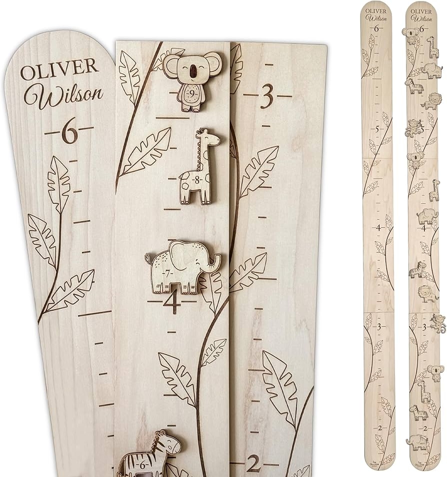 Amazon Personalized Jungle Growth Chart Wood Engraved Growing Ruler Chart For Kids Children Measuring Height Chart Baby Boy Large Measuring Board Wooden Animals Growing Wall Measurement 2 Sizes Baby