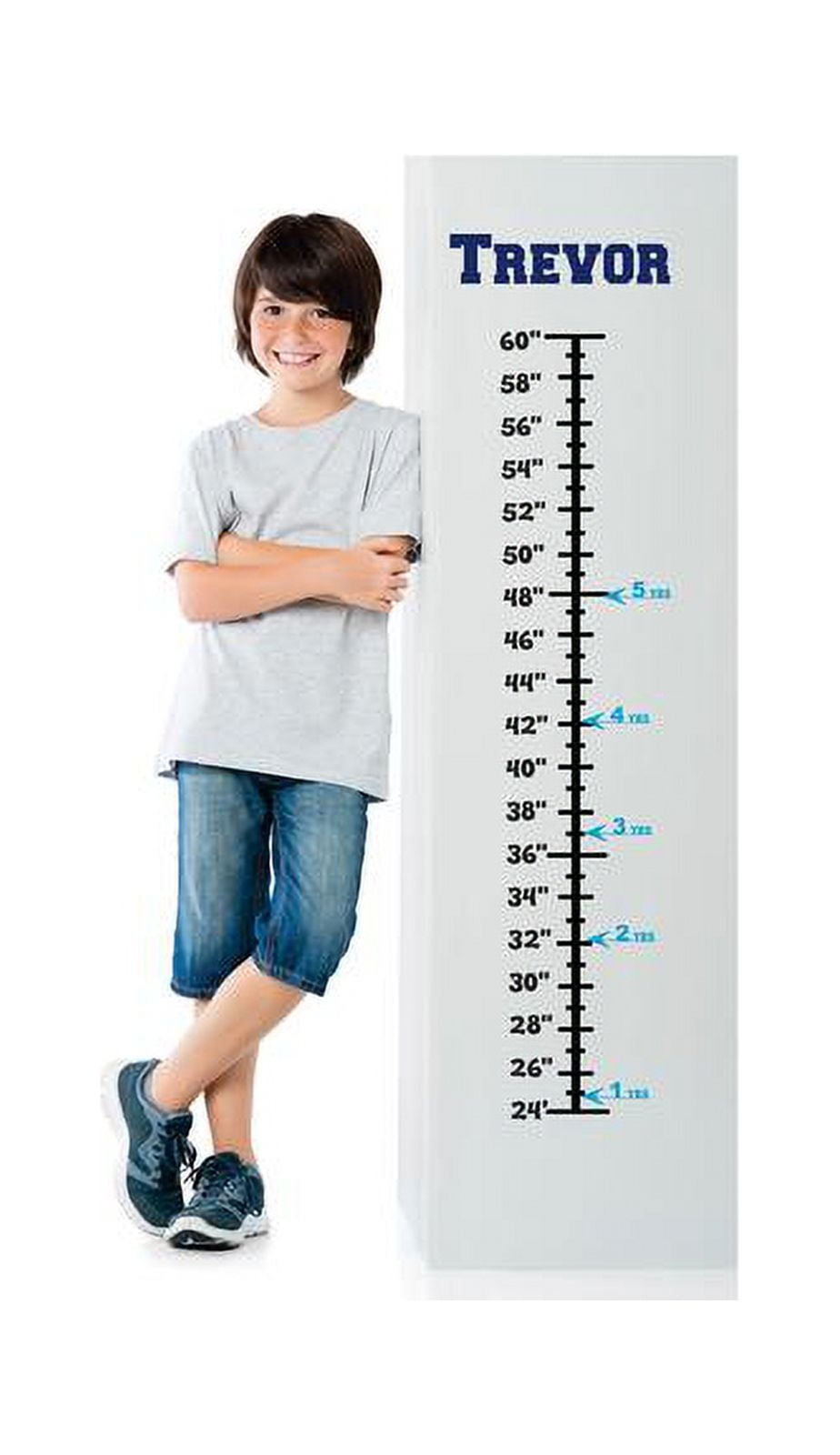 Baby Boy Blue Personalized Custom Name Vinyl Growth Chart Decal Hanging Height Ruler Sticker For Children Kids Room Wall Children S Nursery D Cor 8 Inches X 40 Inches Walmart