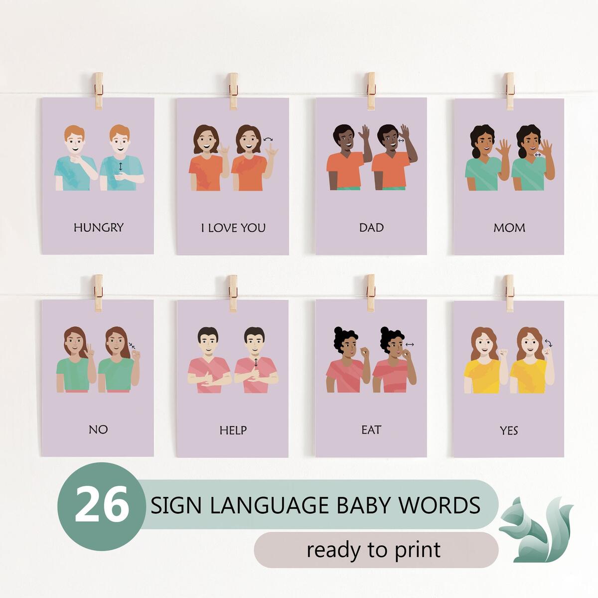 Baby Signs Quick Reference Guide 50 Pack Of Laminated Baby Sign Language Charts With 67 Illustrated Signs Baby Signs