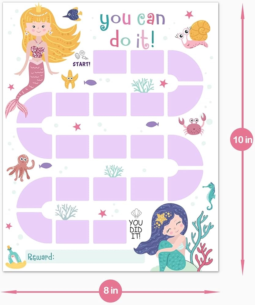 Mermaid Themed Reward Chart With 26 Chore Charts UK Ubuy