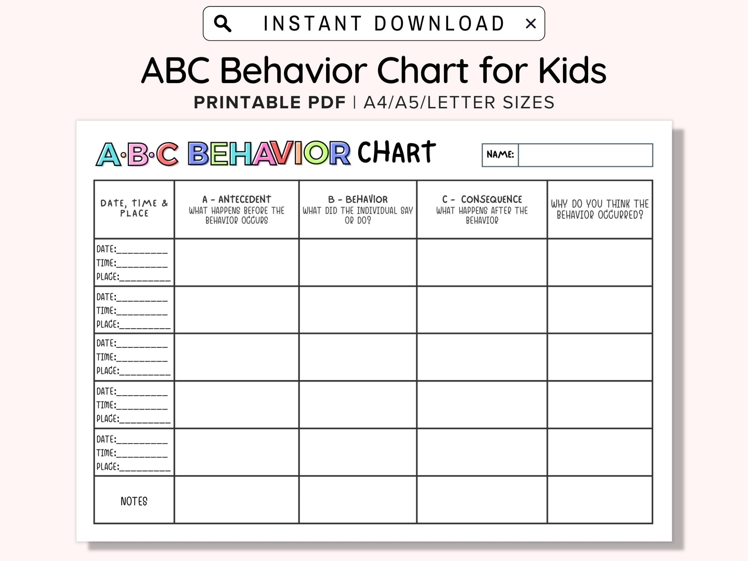 Behavior Chart For Kids Behavior Chart Behavior Reward Chart Printable Behavior Chart Good Behavior Chart Classroom Behavior Chart Etsy
