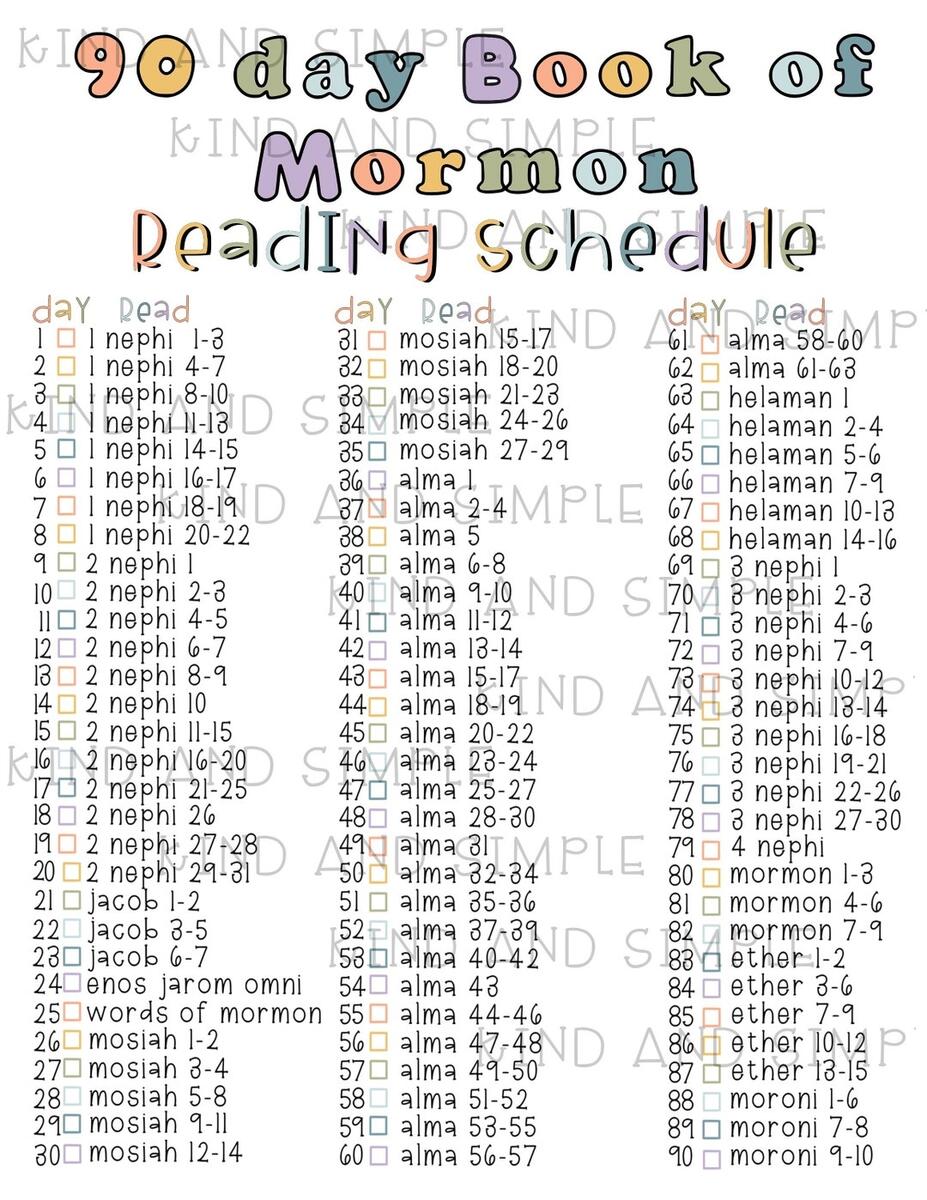 Book Of Mormon Reading Challenge 90 Day Challenge Printable Etsy