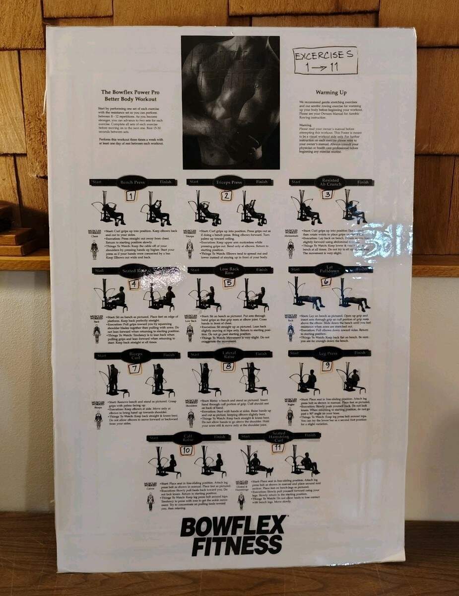 Bowflex Revolution Bowflex Xtl Exercise Wall Chart Bowflex Power Pro Workout Poster Laminated Single Sided Mounted