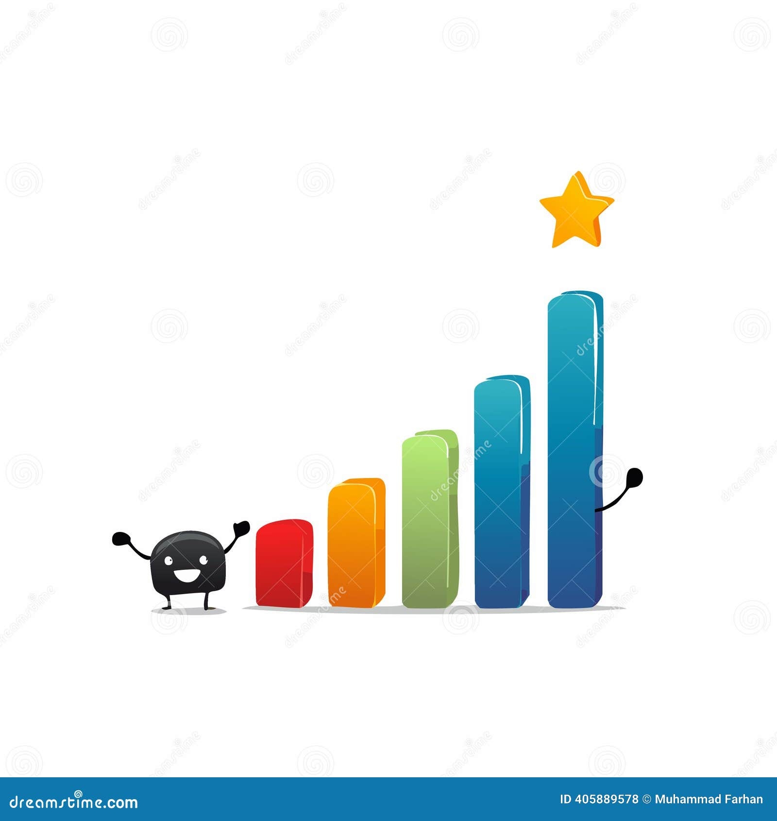 Business Growth Chart With Character Reaching For A Star Stock Vector Illustration Of Aspiration Evaluation 405889578