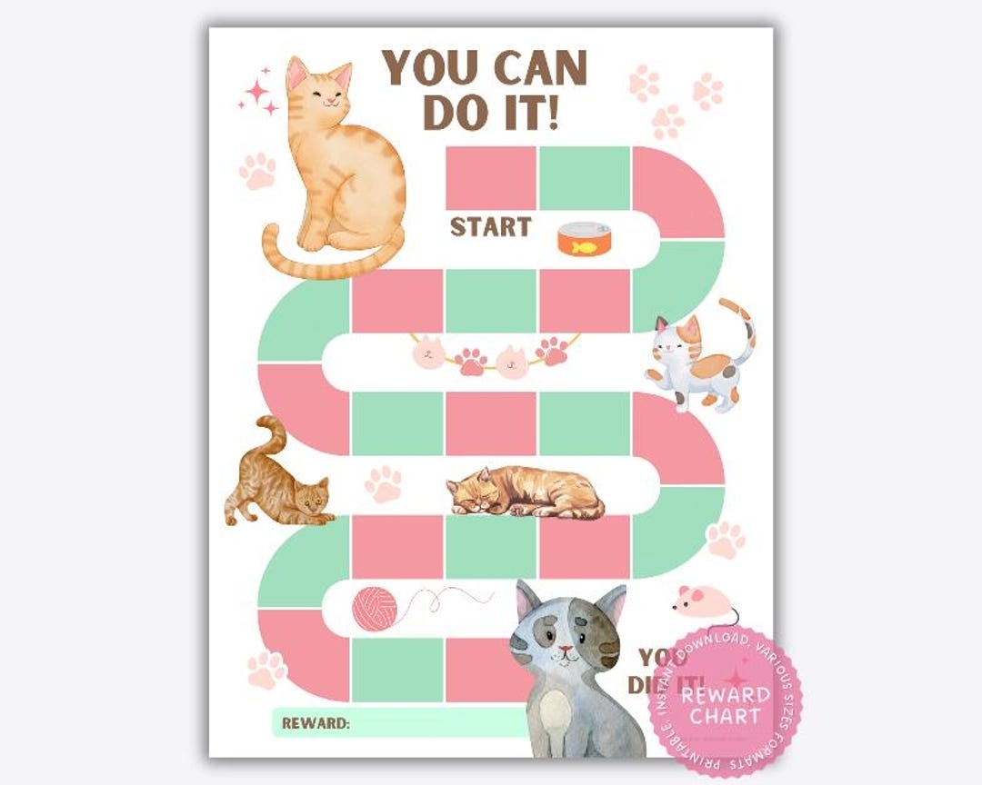 Cat Reward Chart Potty Training Behavior Tracker PDF PNG JPG Etsy