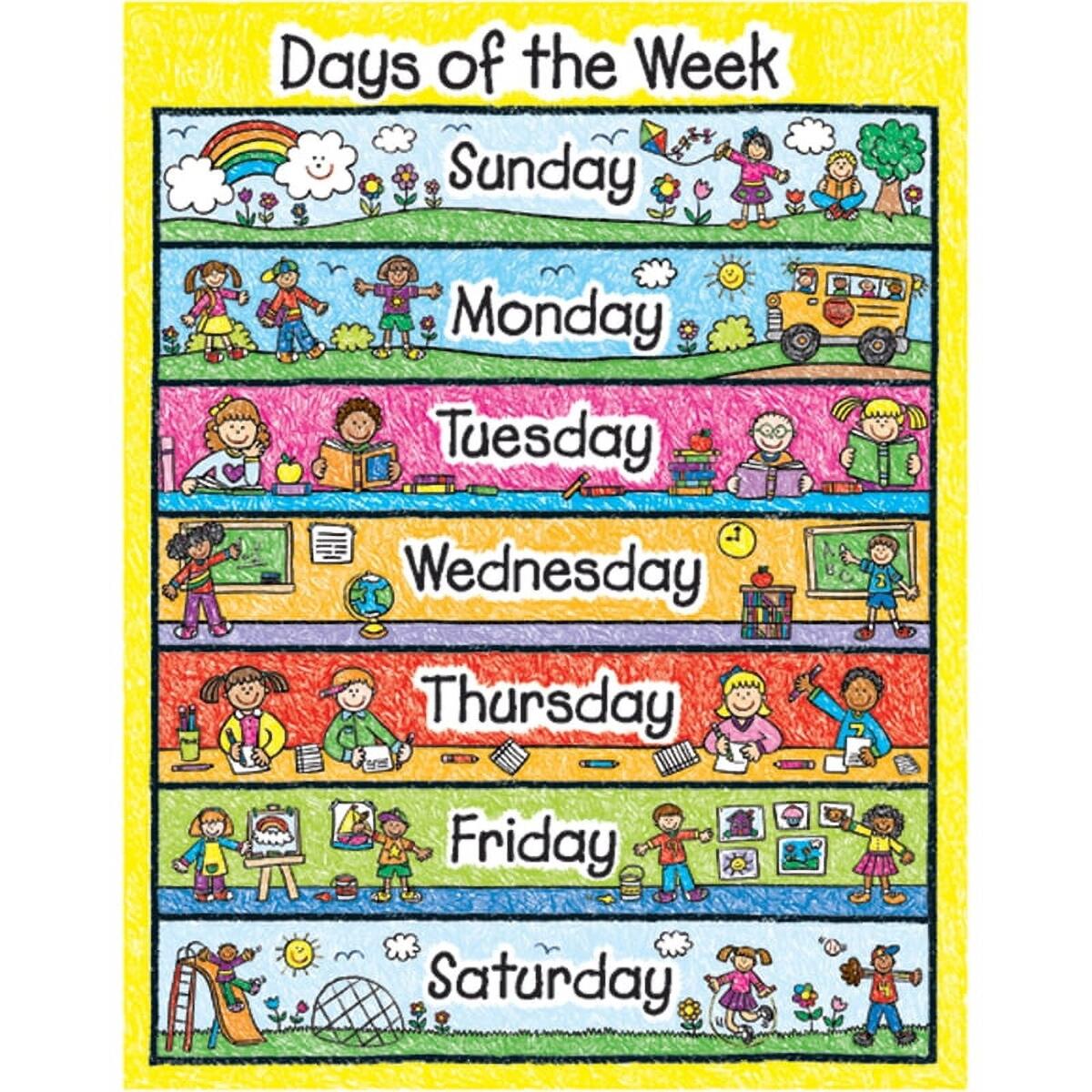 Chart Days Of The Week Kid Drawn Walmart Chart Days Of The Week Kid Drawn Walmart