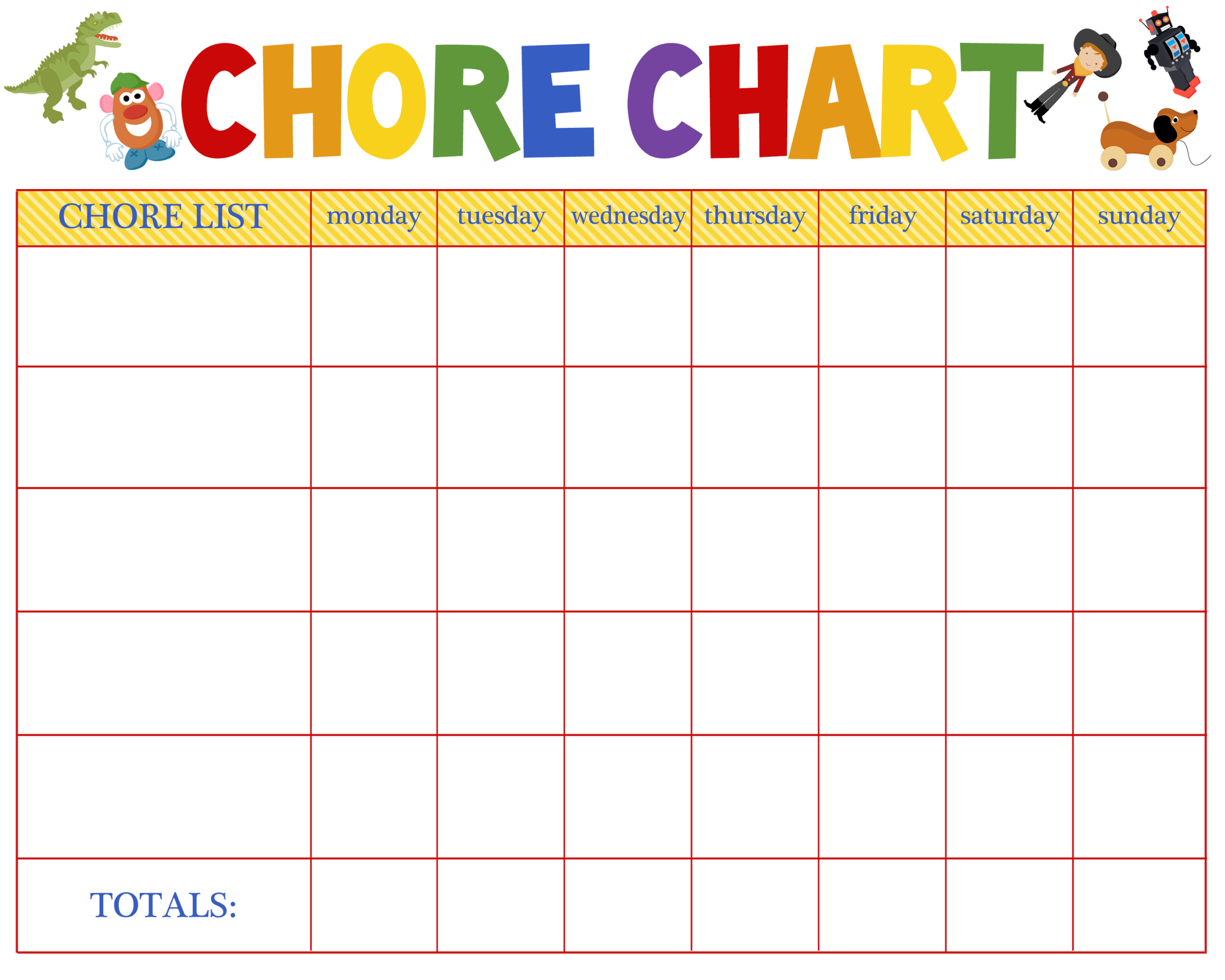 Free Printable Weekly Chore Charts Paper Trail Design