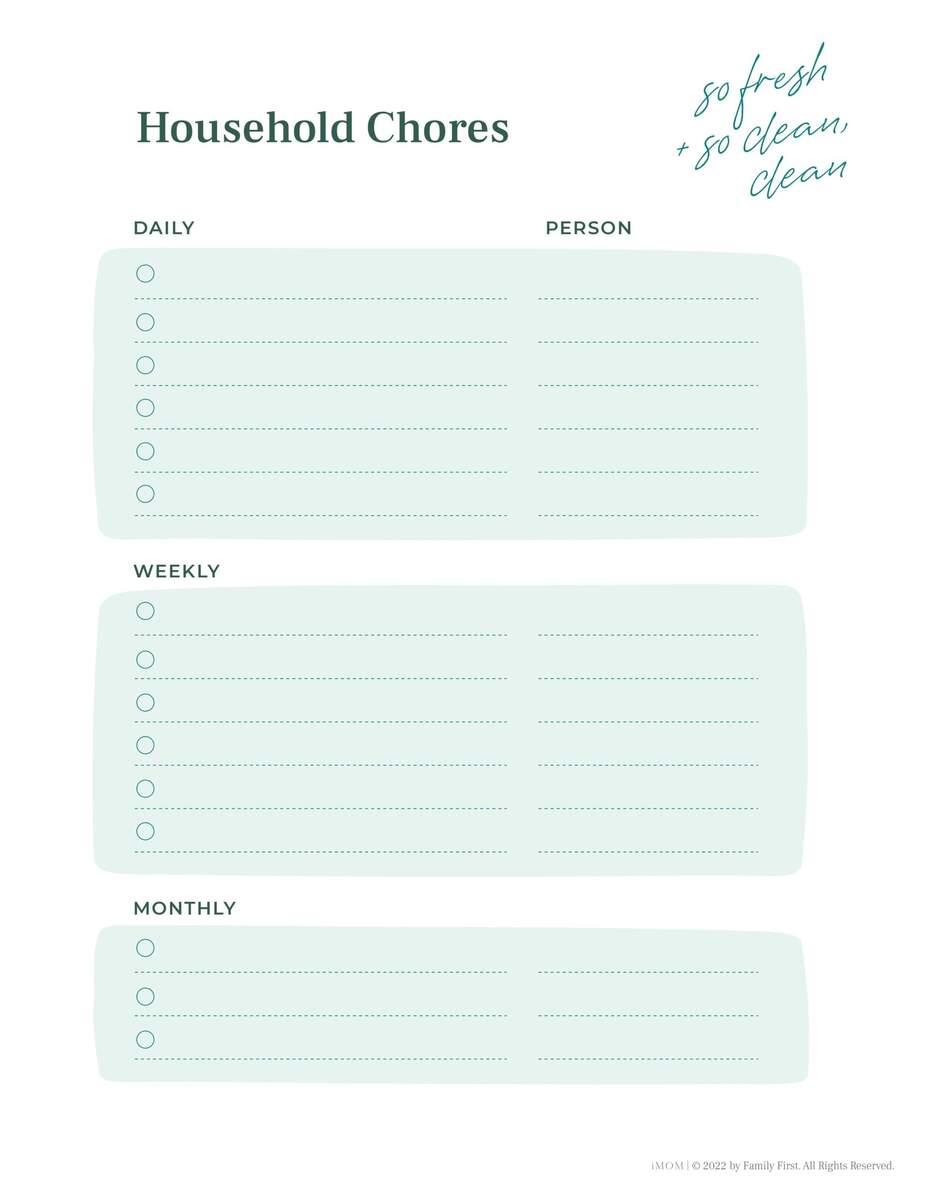 Chore Chart For Adults IMOM