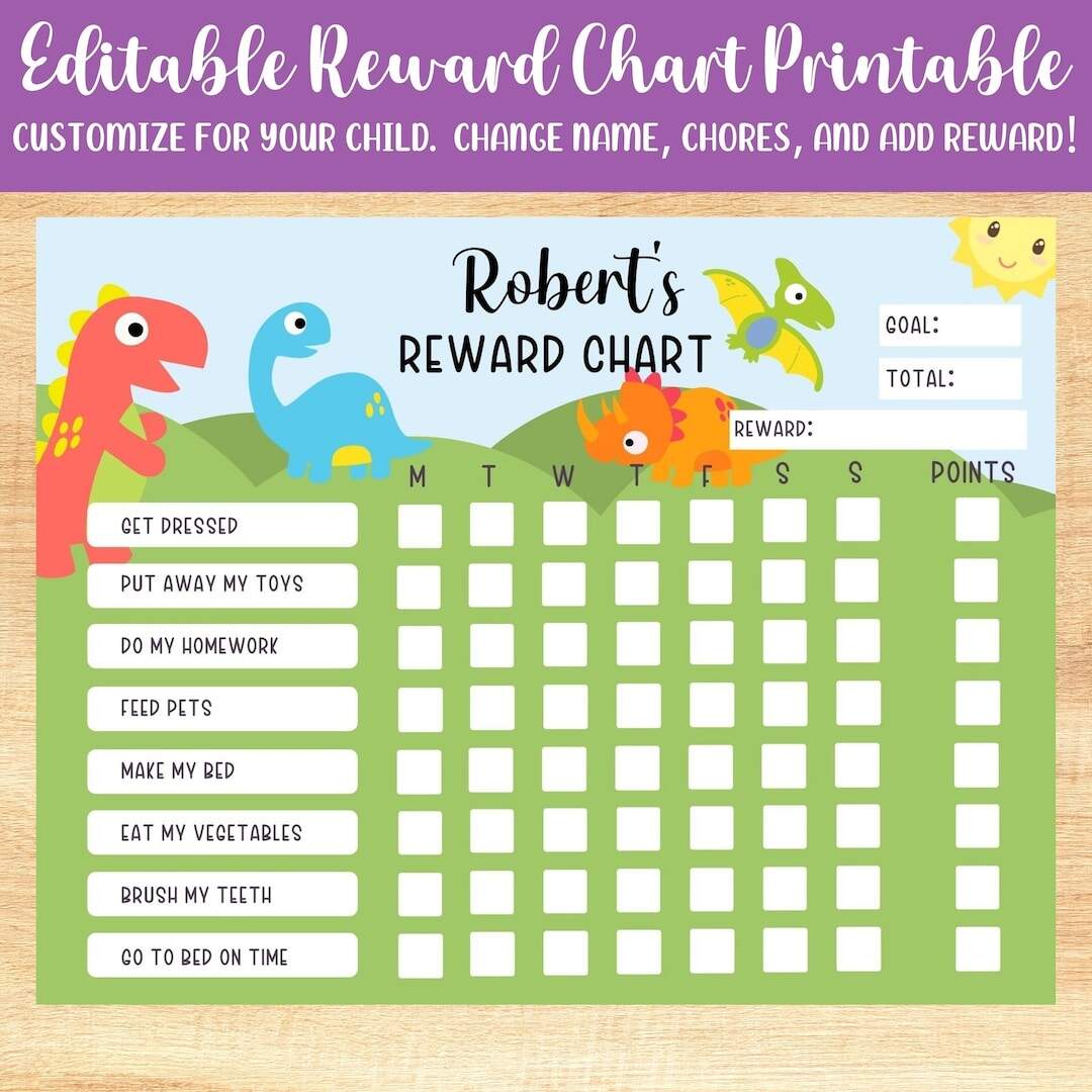 Chore Chart For Kids Printable Dinosaur Reward Behavior Responsibility Chart Editable Template Etsy Chore Chart For Kids Printable Dinosaur Reward Behavior Responsibility Chart Editable Template Etsy