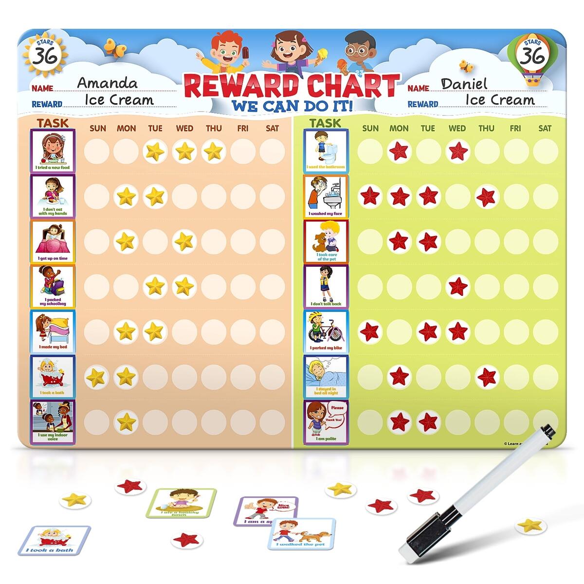 Chore Chart For Multiple Kids Behavior Chart For Kids At Home Dry Erase And Magnetic Reward Chart For 2 Kids Includes 54 Chores Walmart Chore Chart For Multiple Kids Behavior Chart For Kids At Home Dry Erase And Magnetic Reward Chart For 2 Kids Includes 54 Chores Walmart