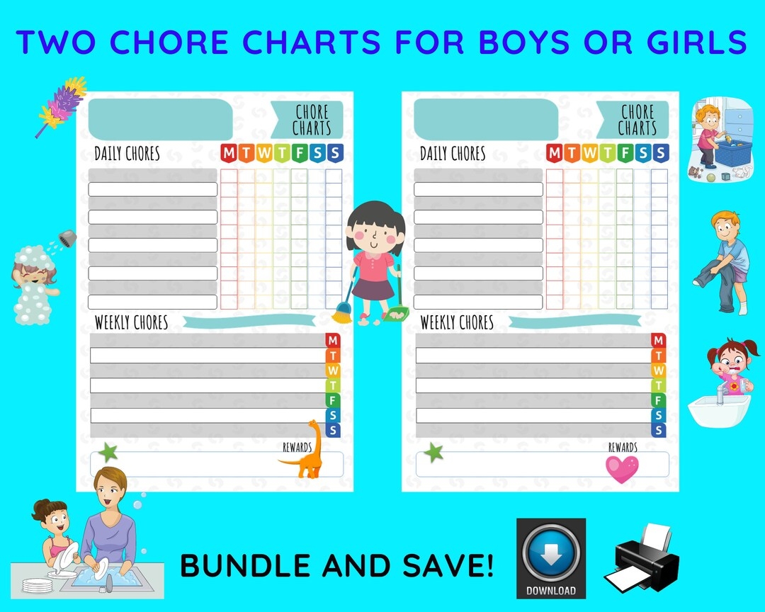 Chore Charts For Kids Responsibility Chart PDF Etsy