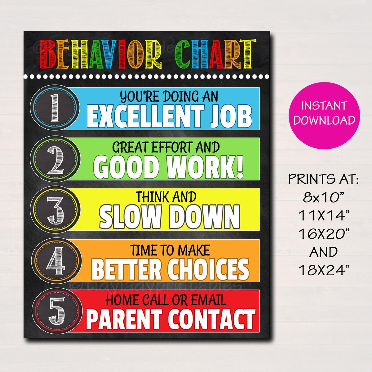 Classroom Behavior Chart Poster Chalkboard Style Digital Download Etsy Amazon Cholemy 50 Pcs Mini Behavior Chart For Classroom Management Behavior Trackers I Need Help Mini Flip Charts Back To School Teacher Stuff For Kids Student Desks Preschool Kindergarten Daycare Classic