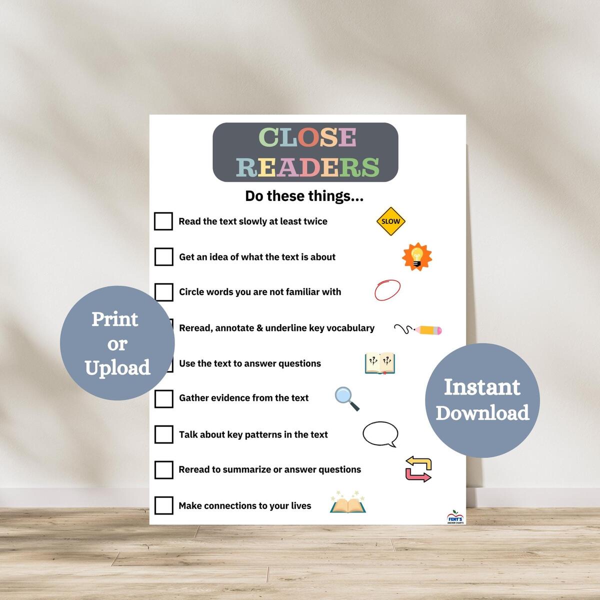 Close Reading Poster And Bookmarks