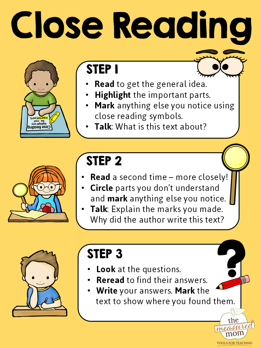 Close Reading Poster And Bookmarks