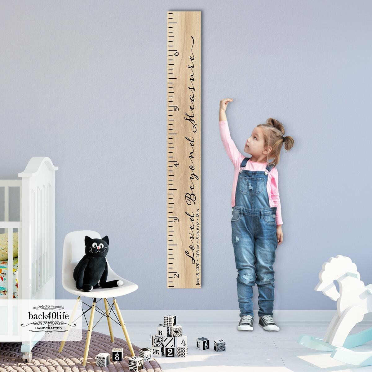 Custom Wooden Growth Chart Personalized Height Ruler For Kids Family Name Nursery Decor Loved Beyond Measure GC LBM Etsy