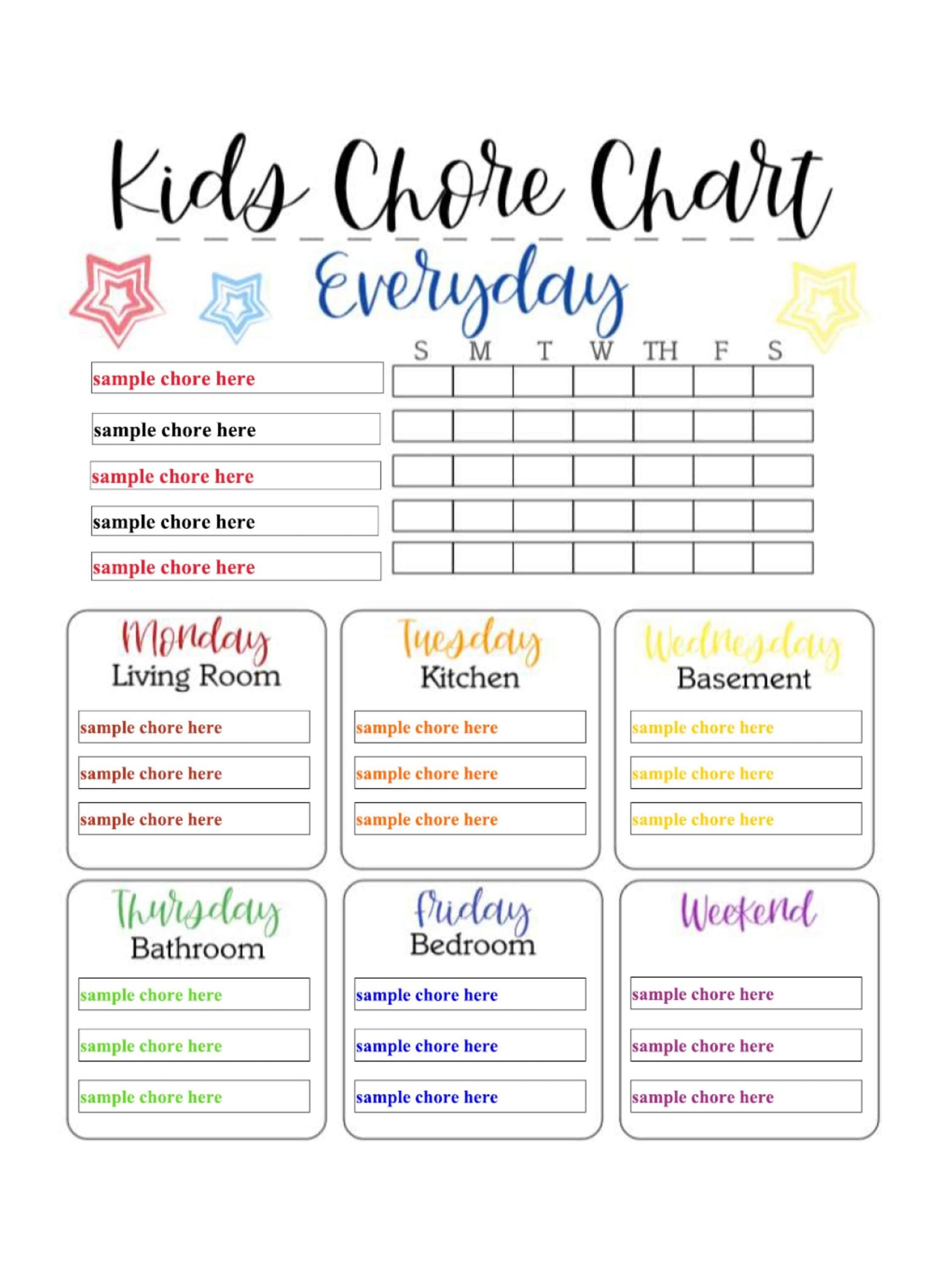 Customizable Chore Chart Etsy Customizable Chore Chart Etsy