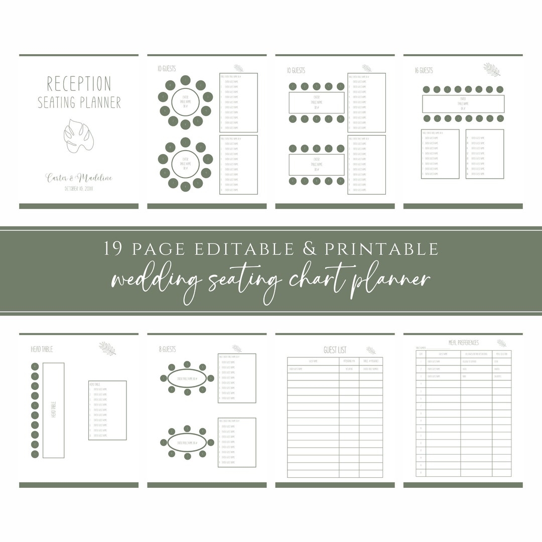 Customizable Wedding Reception Seating Planner Printable Chart Template For Table Arrangements Canva Etsy