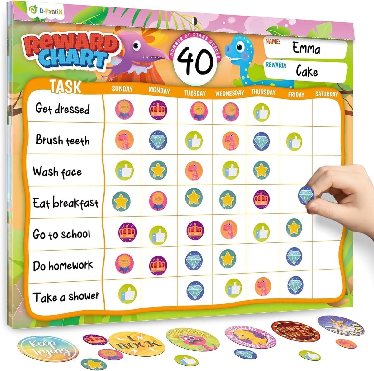 D FantiX Reward Chart For Kids Chore And Behavior Sticker Chart With 27 Sheets And 2328 Stickers Walmart