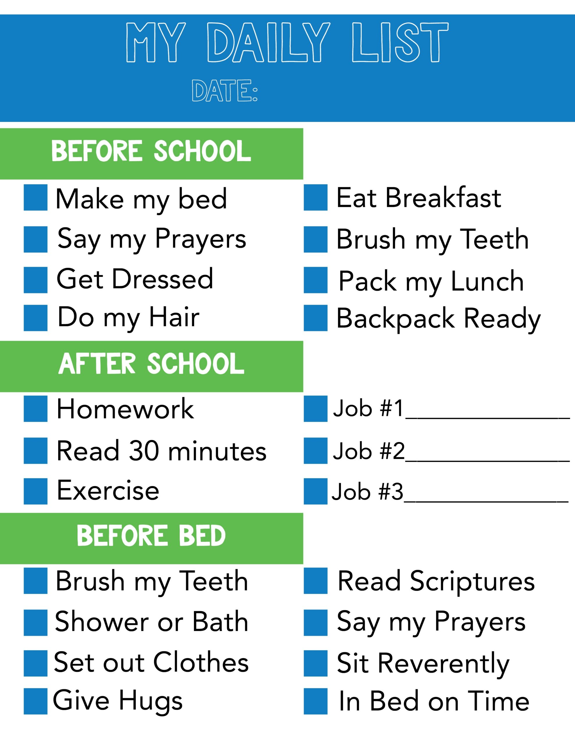 Daily List Chore Chart For Kids The Crafting Chicks