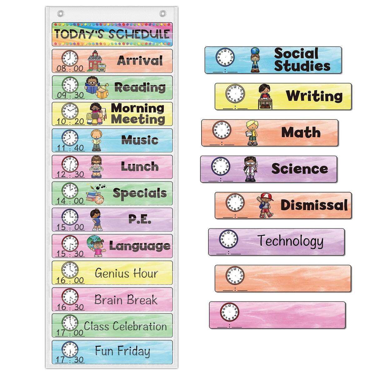 Daily Schedule Pocket Chart 13 1 Pockets 21 Dry Erase Card For Preschool Kid EBay