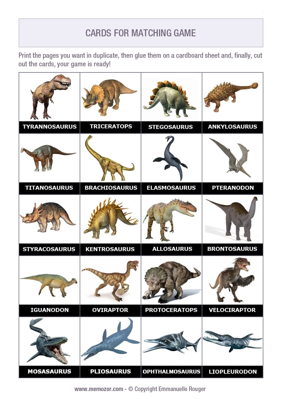 Dinosaur Chart With Names