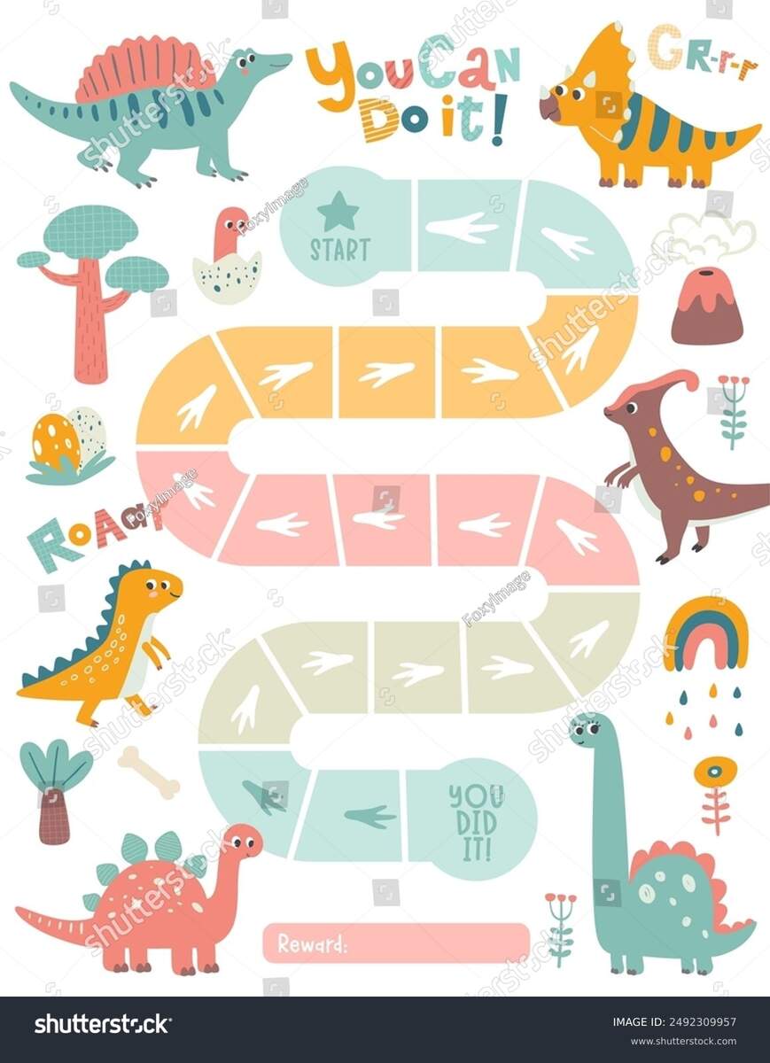 Dinosaur Reward Chart Girls Boys Cute Stock Vector Royalty Free 2492309957 Shutterstock Chore Chart For Kids Printable Dinosaur Reward Behavior Responsibility Chart Editable Template Etsy