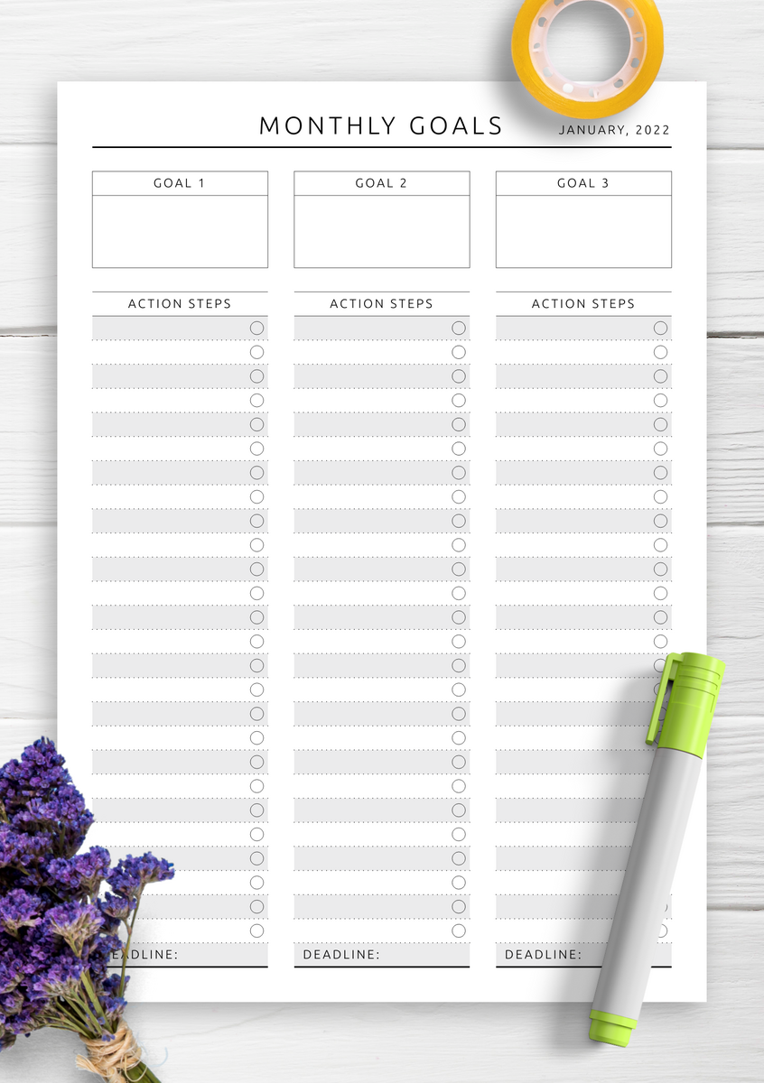Free And Customizable Goals Templates