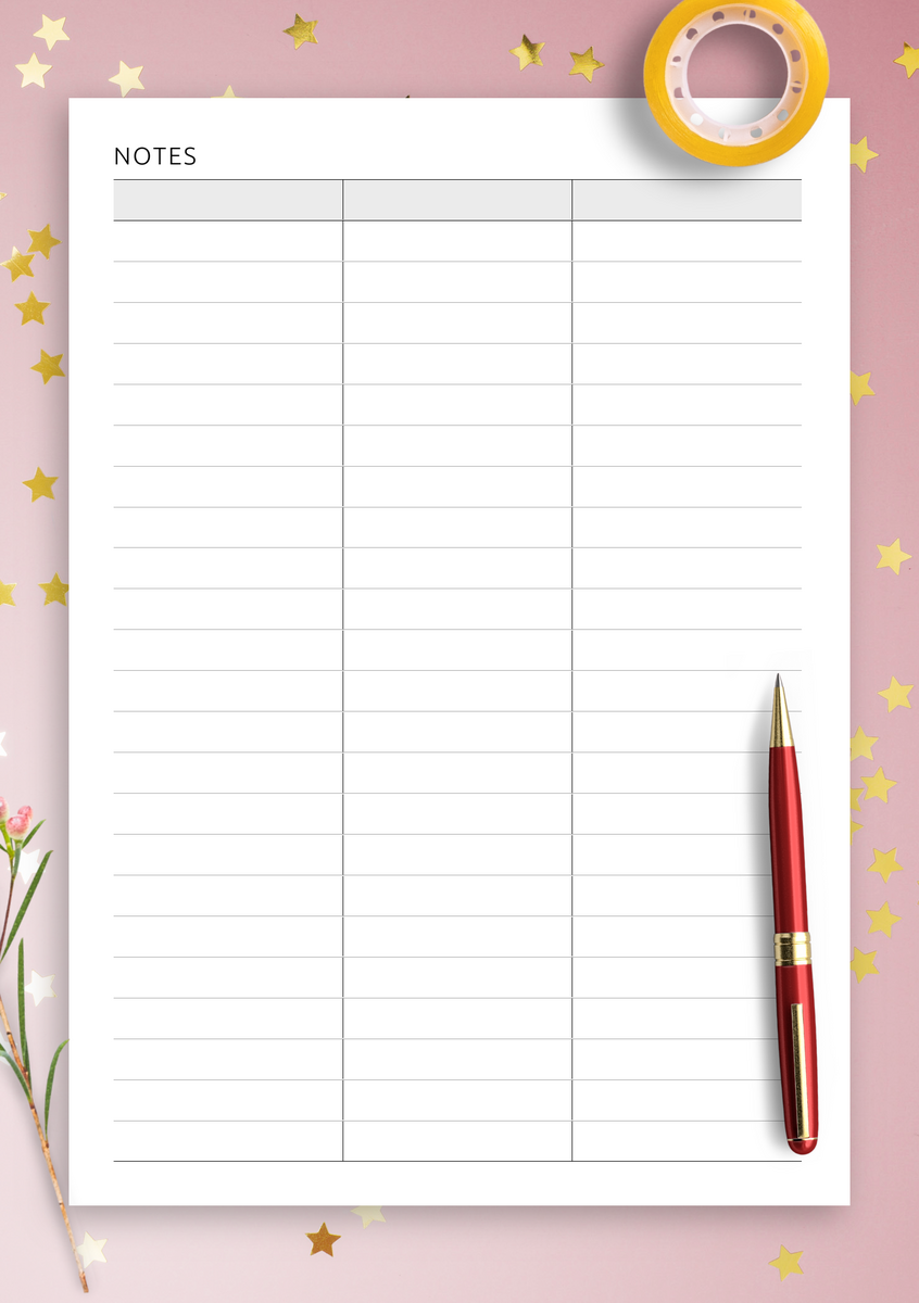 Download Printable Table 3 Column PDF Printable 3 Column Blank Chart Text Input PDF Template US Letter Etsy