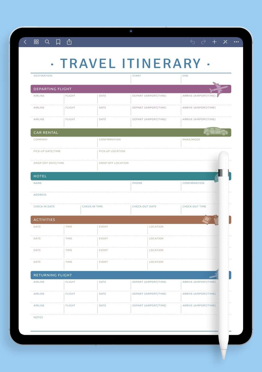 Download Printable Travel Itinerary PDF