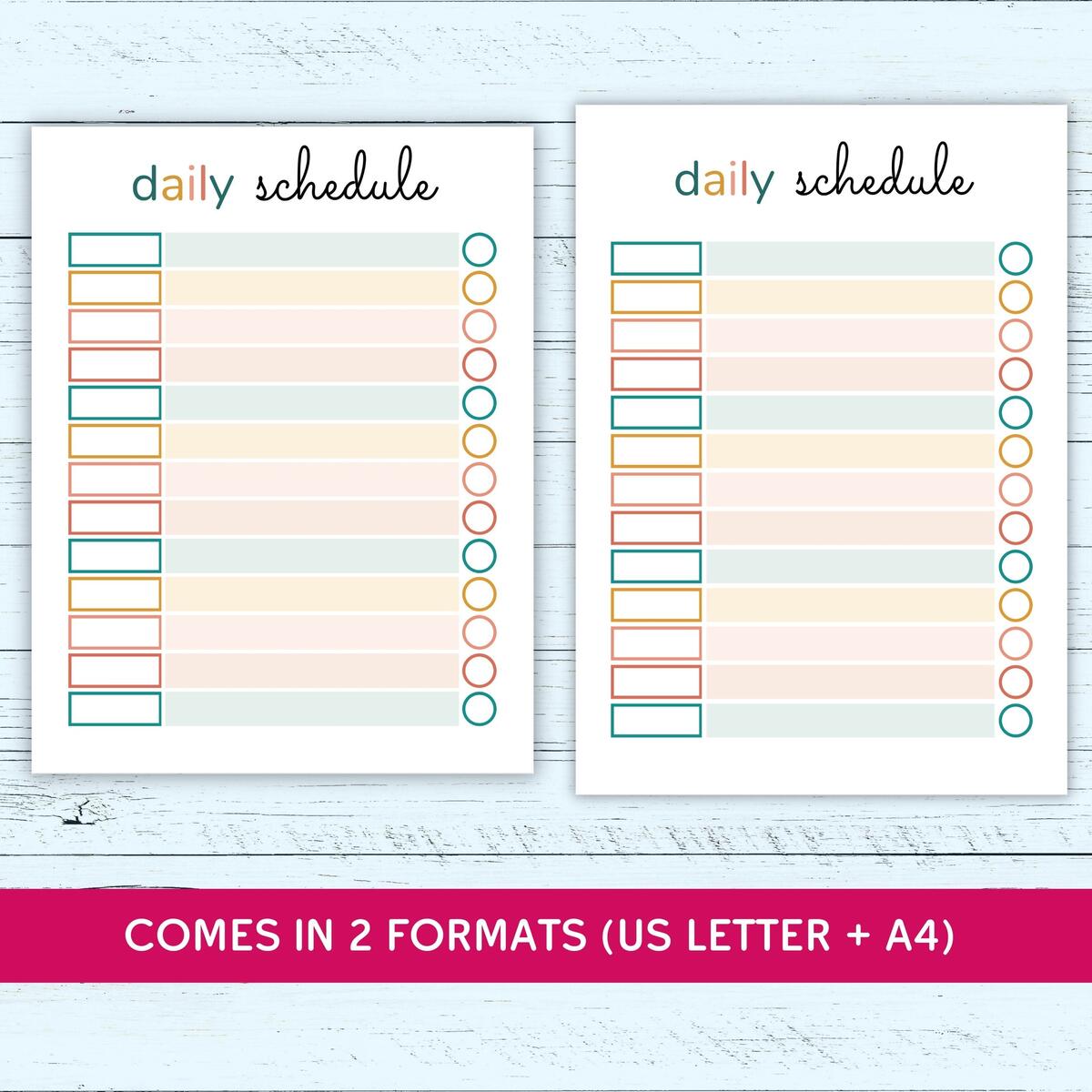 Editable Daily Schedule Template For Kids Printable Kids Daily Schedule Cute Colorful Daily Schedule Planner For Kids Fillable PDF Etsy