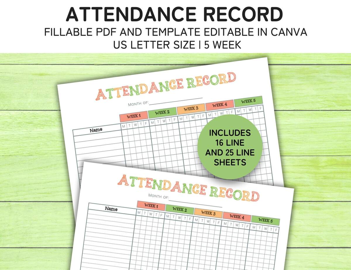 Editable Daycare Attendance Sheet For Preschool Home School And In Home Daycare Printable Attendance Tracker For Monthly Attendance Record Etsy
