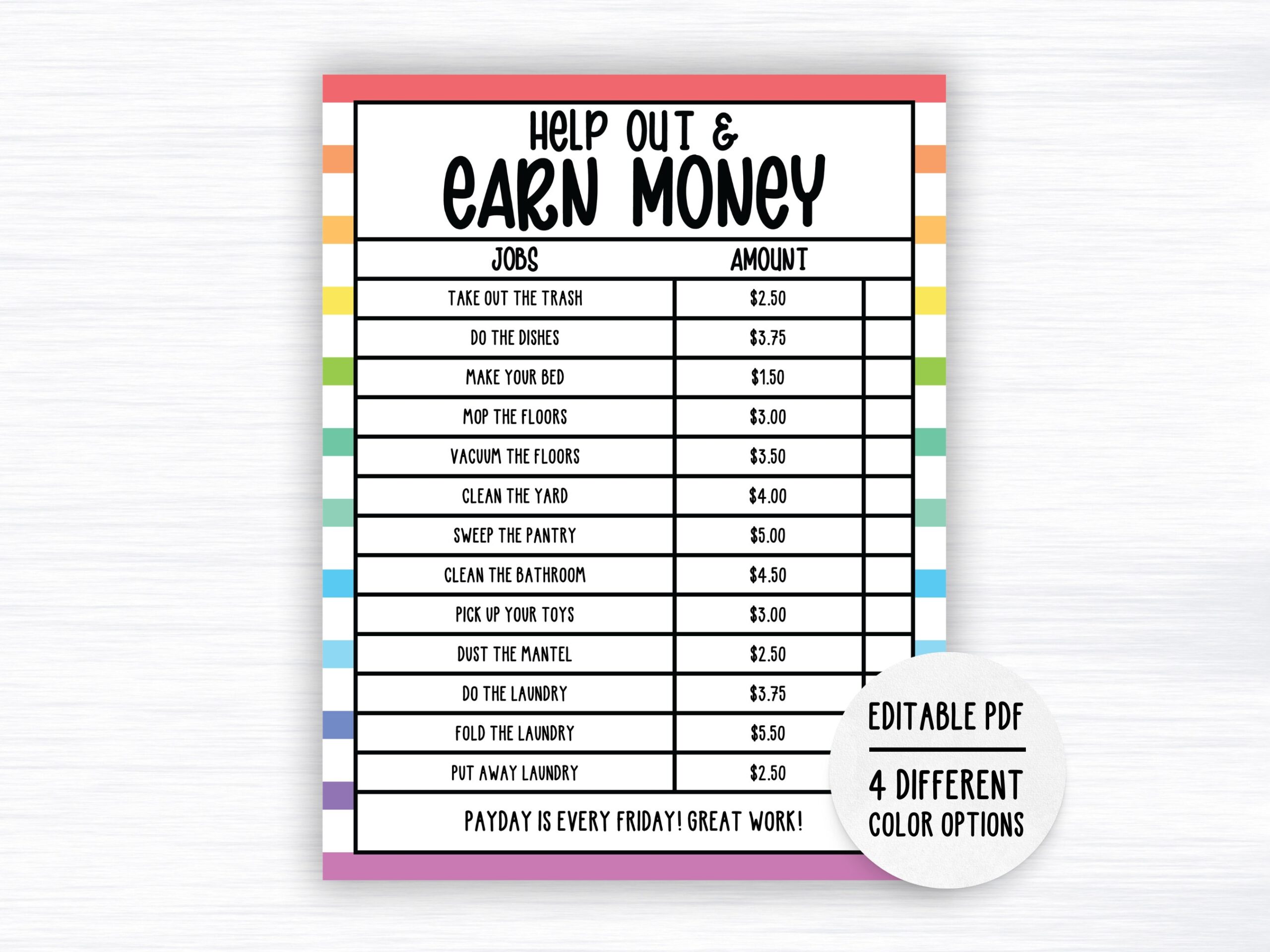 Editable How To Earn Money Chore Chart Allowance Chore Chart For Kids Printable Chore Chart For Kids Responsibility Hart For Kids PDF Etsy Allowance Tracker Weekly Allowance Chore Chart Editable Allowance Chart For Kids Earn Money Chart Money Reward Chart Printable PDF Etsy