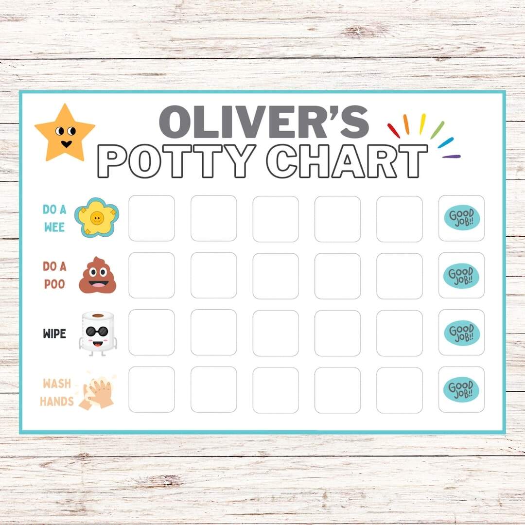 Printable Cute Potty Training Chart Sticker Chart Printable Reward Chart Toilet Training Kids Reward Chart Digital Template Etsy