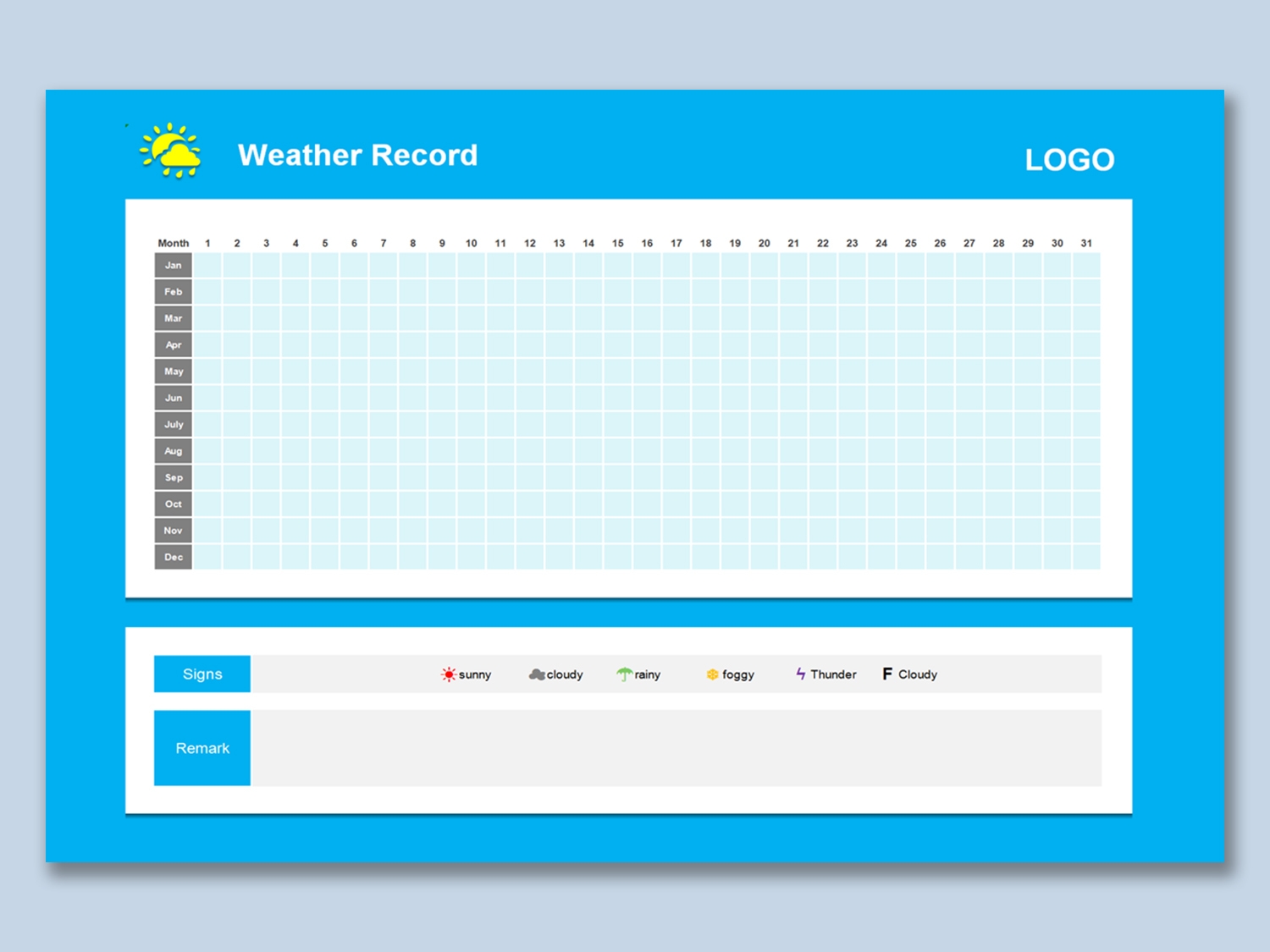 EXCEL Of Project Construction Weather Record xlsx WPS Free Templates