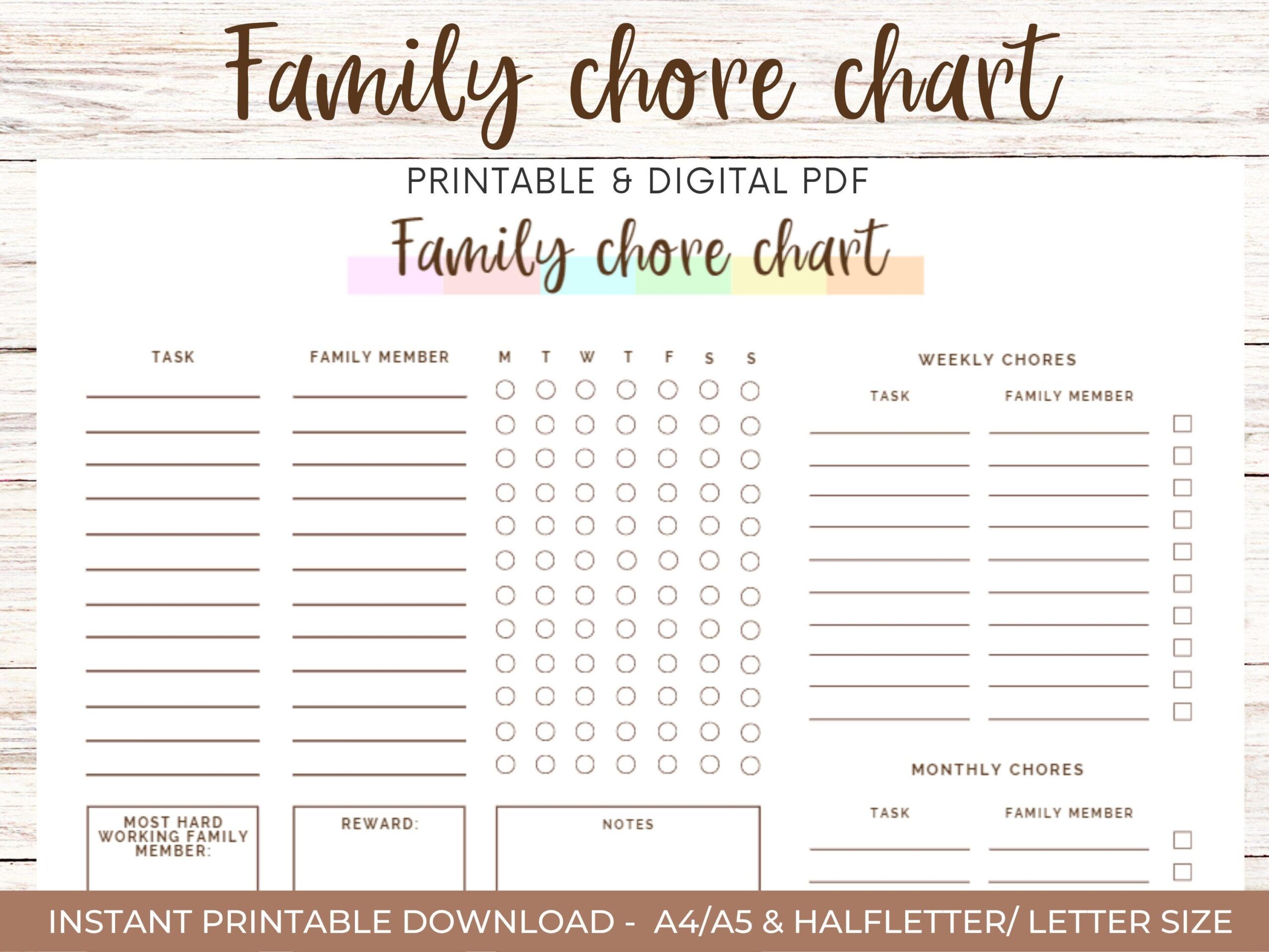 Family Chore Chart Printable Chore Checklist Family Checklist Kids Chores Kids Chore List Cleaning Schedule Fillable PDF Instant Etsy Finland Download Printable Simple Monthly Chore Chart Template PDF